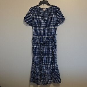 J. Crew Navy and White Midi Dress